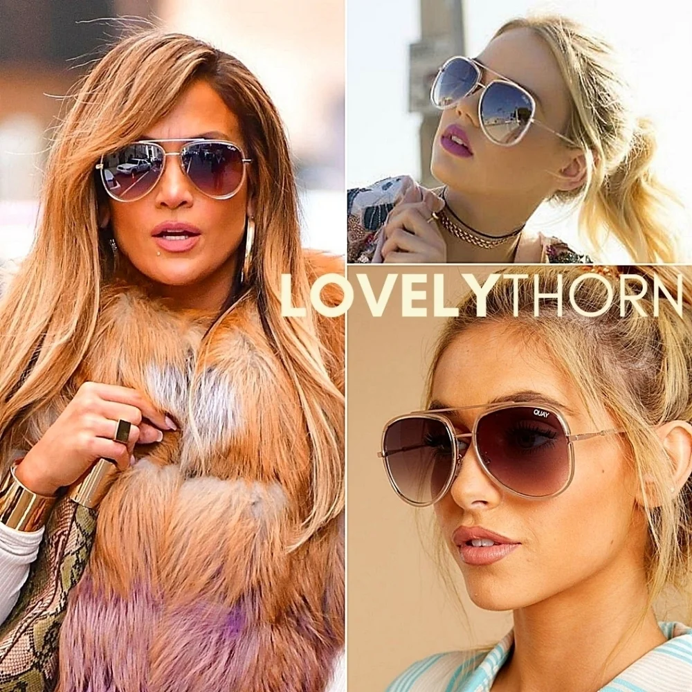 024 Quay Australia Aviator Sunglasses in Gold with Brown Gradient Lenses